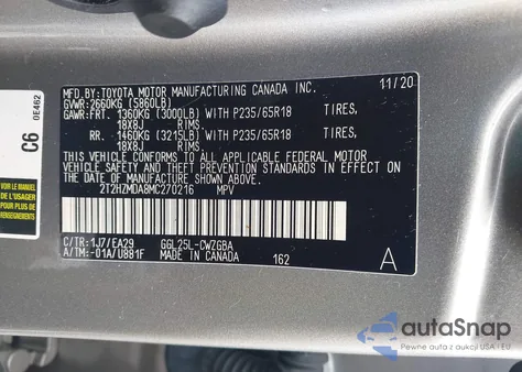 2021 Lexus Rx 350 z USA, uszkodzony, nr VIN 2T2HZMDA8MC270216